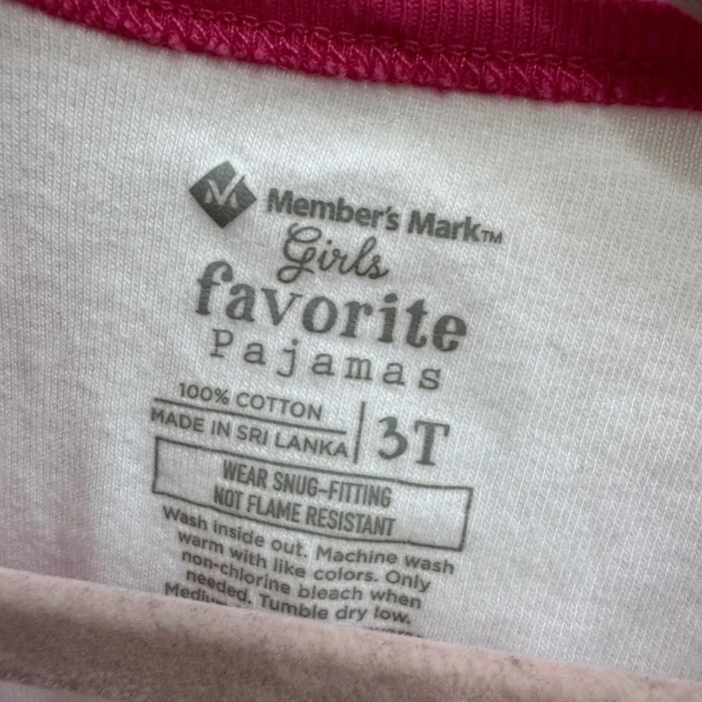 NWOT Member’s Mark Girls 3T Pink White Dream Like a Unicorn Short Sleeve Pj Top